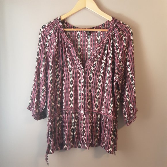 🌞 Forever 21 Women's Boho Southwest Flowy Top Blouse | Size Medium - Picture 1 of 12